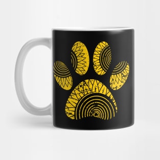 Sunflower Pattern Dog Paw Print With Distressed Effect Mug